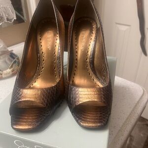 Bronze Peep Toe Heels